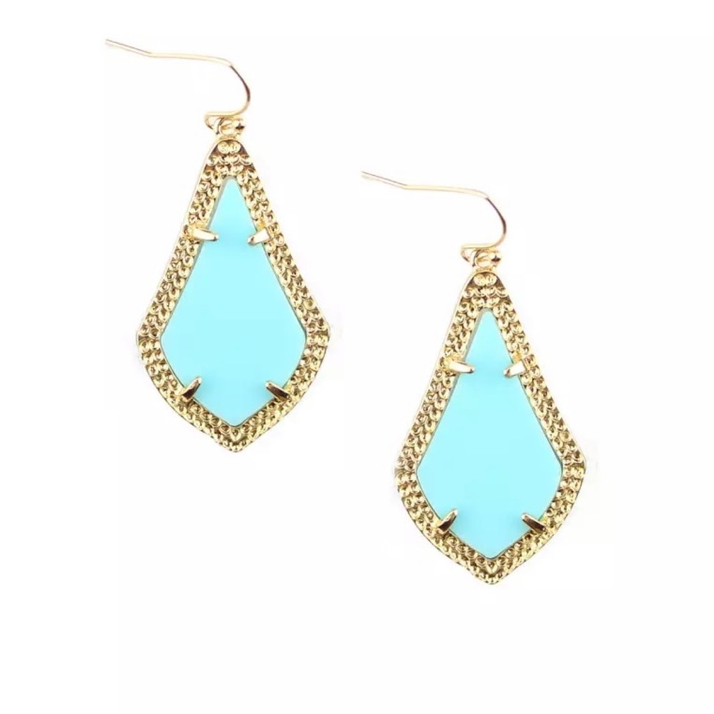 Sky Blue Teardrop Statement Gold Claw Earrings - Picture 2 of 2